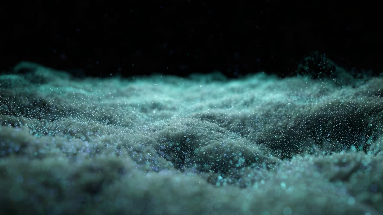 A Mystical Sea of Glimmering Particles: Mesmerizing Waves of Light and Texture in a Dreamlike Underwater Environment Captured in Captivating Frames