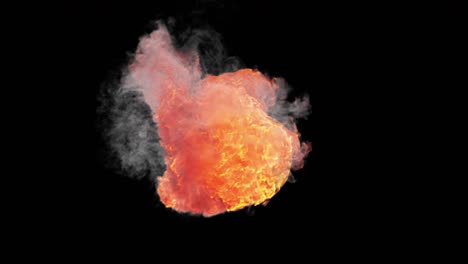 esfera de fuego y humo, bucle sin costuras, pantalla verde chromakey 4k