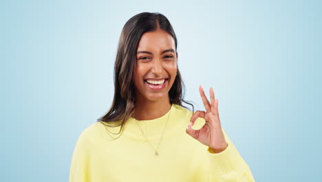 happy, smile and face of woman in a studio