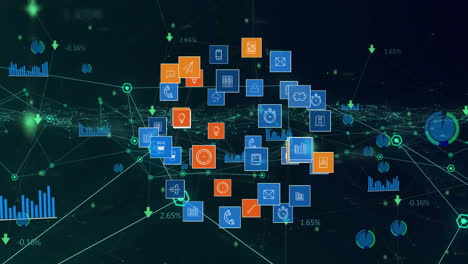 Animation-Des-Verbindungsnetzes-Mit-Symbolen-Und-Datenverarbeitung