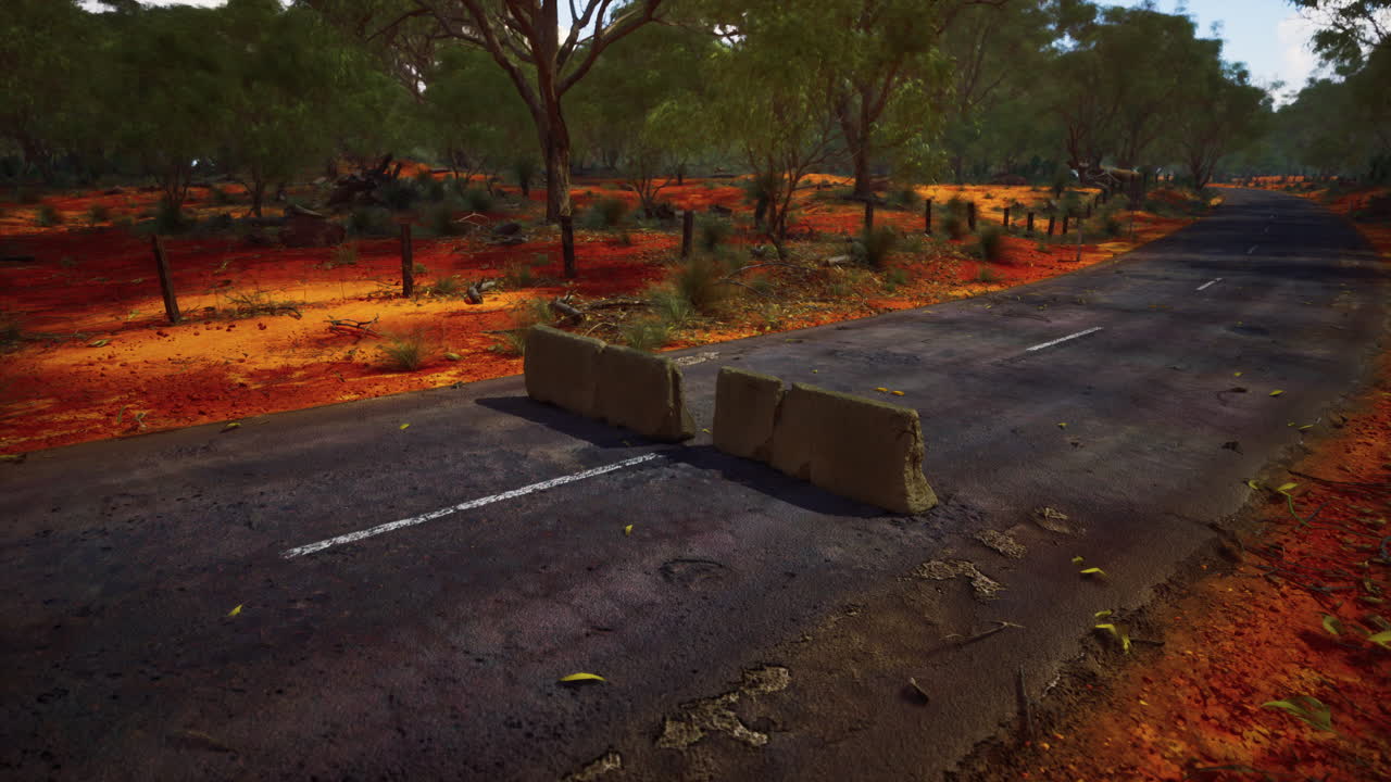 오래된 산화 된 콘크리트 도로 장벽 블록