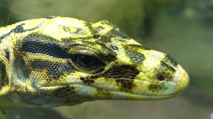 Yellow-Headed Water Monitor Lizard close up