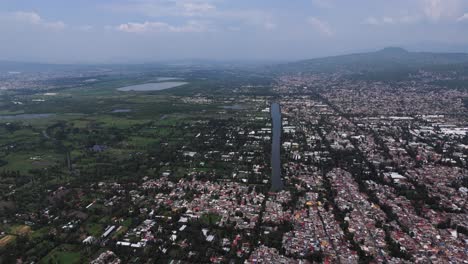 xochimilco from above, lacustrine zone in southern mexico city