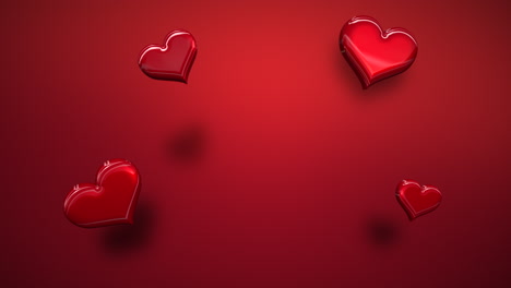 vuela pequeños corazones de san valentín en degradado rojo.
