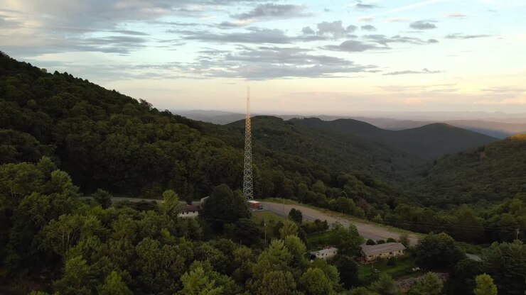 Radio tower at sunset in sampson nc, north carolina