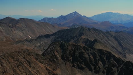 huron peak summit 14er collegiate peaks rugged rocky mountains colorado drone aerial hike climb summer fall autumn glacier snow la plata buena vista sunny blue sky circle left motion