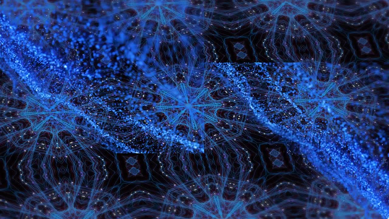 анимация синих калейдоскопических форм на темном фоне