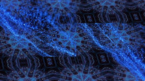 animación de formas caleidoscópicas azules sobre un fondo oscuro
