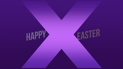 happy easter with purple geometric cross on gradient