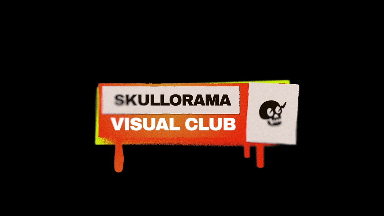 Animazione Logo Skullorama Visual Club con Effetto Vernice Spray