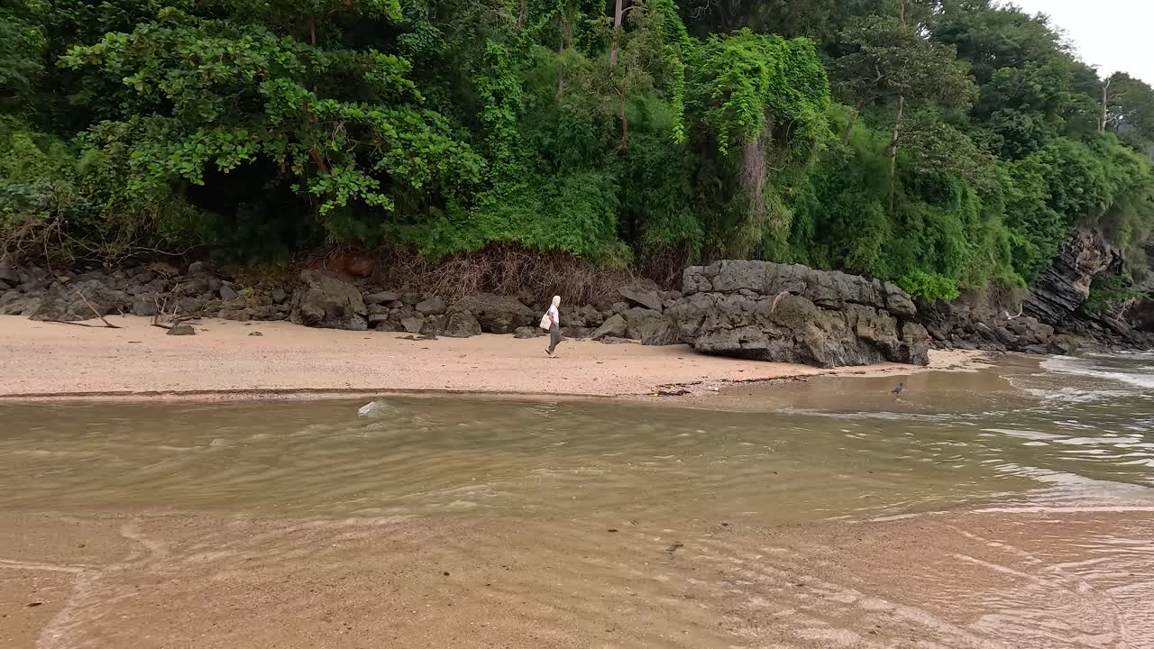 escena de playa tropical con persona