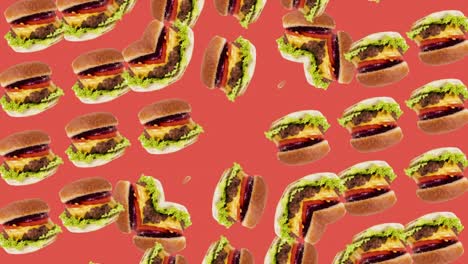 fondo animado con efecto caleidoscopio hamburgués fondo rojo