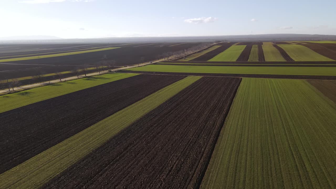 Rural Field Plowed And Ready For Sowing In Vrancea, Romania. - aerial