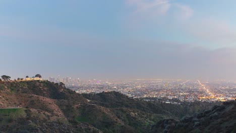 sunset timelapse over la in griffith park