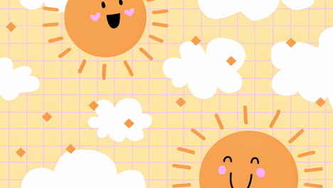 cute cartoon sun and cloud pattern background