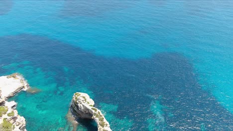 mallorca: aerial view of resort town cala liombards on majorca island, spain, europe | quiet coast to dreamy open ocean