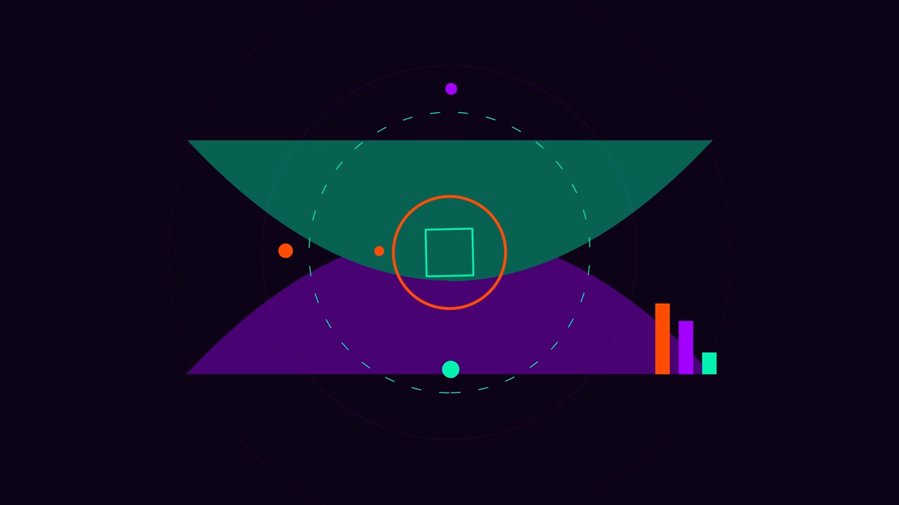 Abstract Motion Graphics Animation with Geometric Shapes and Bar Chart