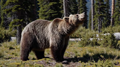 grizzly bear in a forest