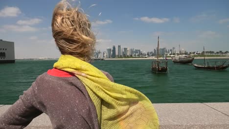 tourist woman in doha city