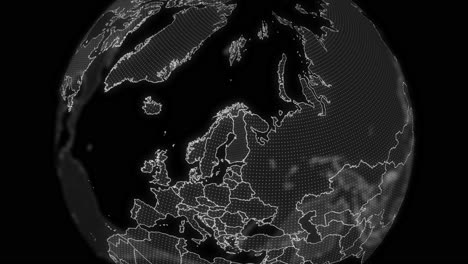 finlandia país alfa para la edición de datos tecnología de análisis de globo giratorio, video cinematográfico muestra un globo digital giratorio, haciendo zoom en finlandia país alfa para la edición de plantilla