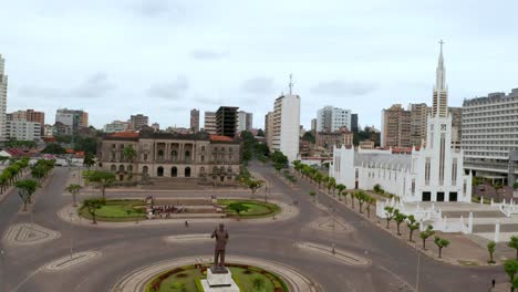 Mozambique,-Center-of-Maputo,-Drone-footage-4K