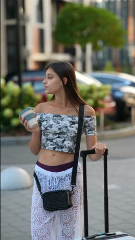 young woman traveling in the city