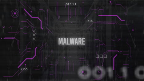 Animation-of-malware-text-and-data-processing-over-computer-servers