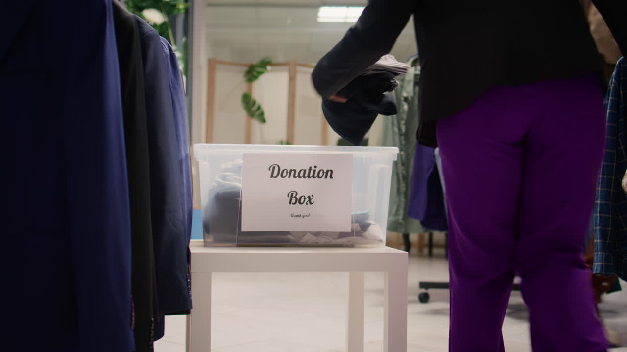 Clients donate clothes in SH store