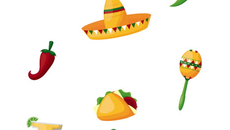 celebration mexican with set icons pattern