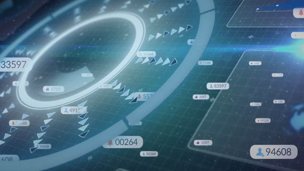 Displaying animation of data points and connections on digital interface
