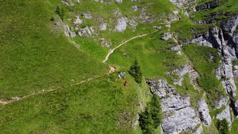 Erkunden-Sie-Die-Raue-Wildnis-Mit-Atemberaubenden-Drohnenaufnahmen-Eines-Bergpfads