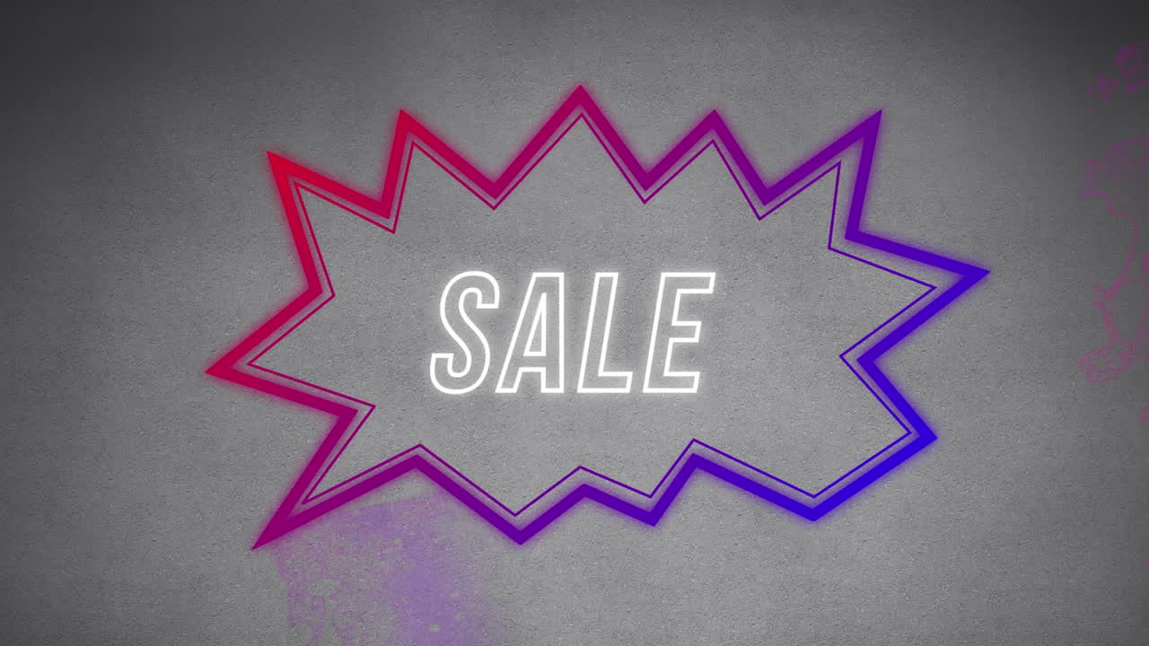 gráfico de venta en burbuja de habla angular púrpura en fondo gris y rosa pintado