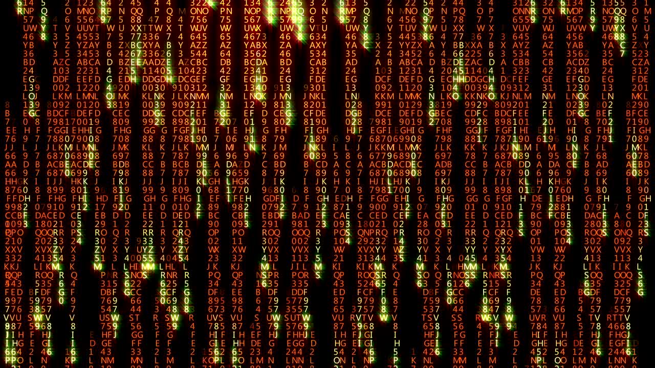 The abstract matrix code is moved in the virtual space. Loopable