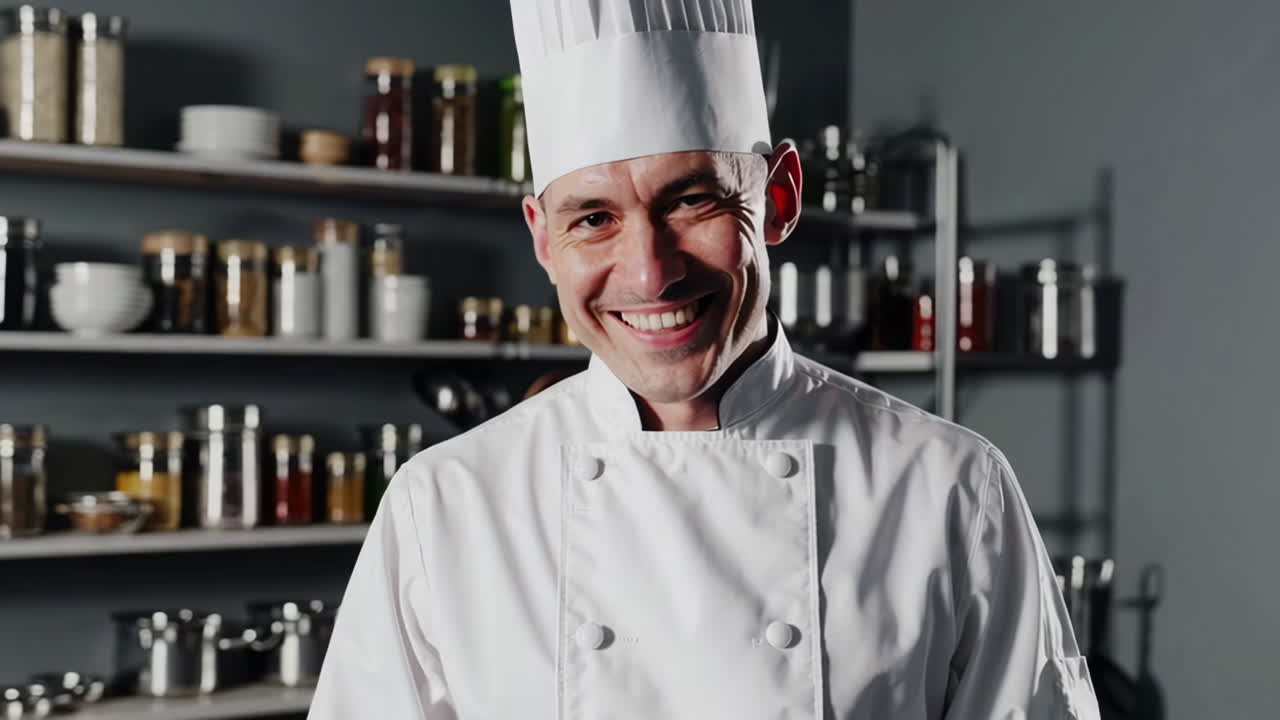 retrato de chef en la cocina