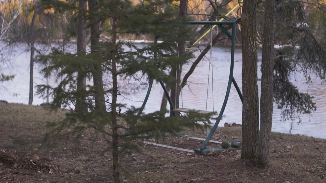 A Backyard Swing next to a River