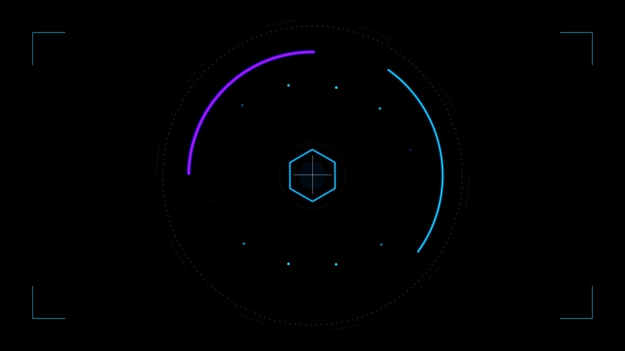 Futuristic Digital HUD Interface with Rotating Circular Elements