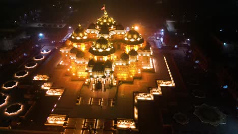 swaminarayan akshardham mandir at new delhi aerial view