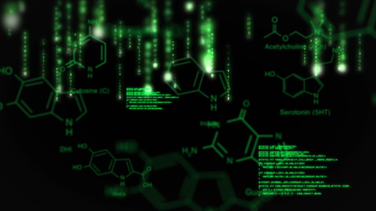 텍스트와 다이어그램이 있는 초록색 빛나는 방울