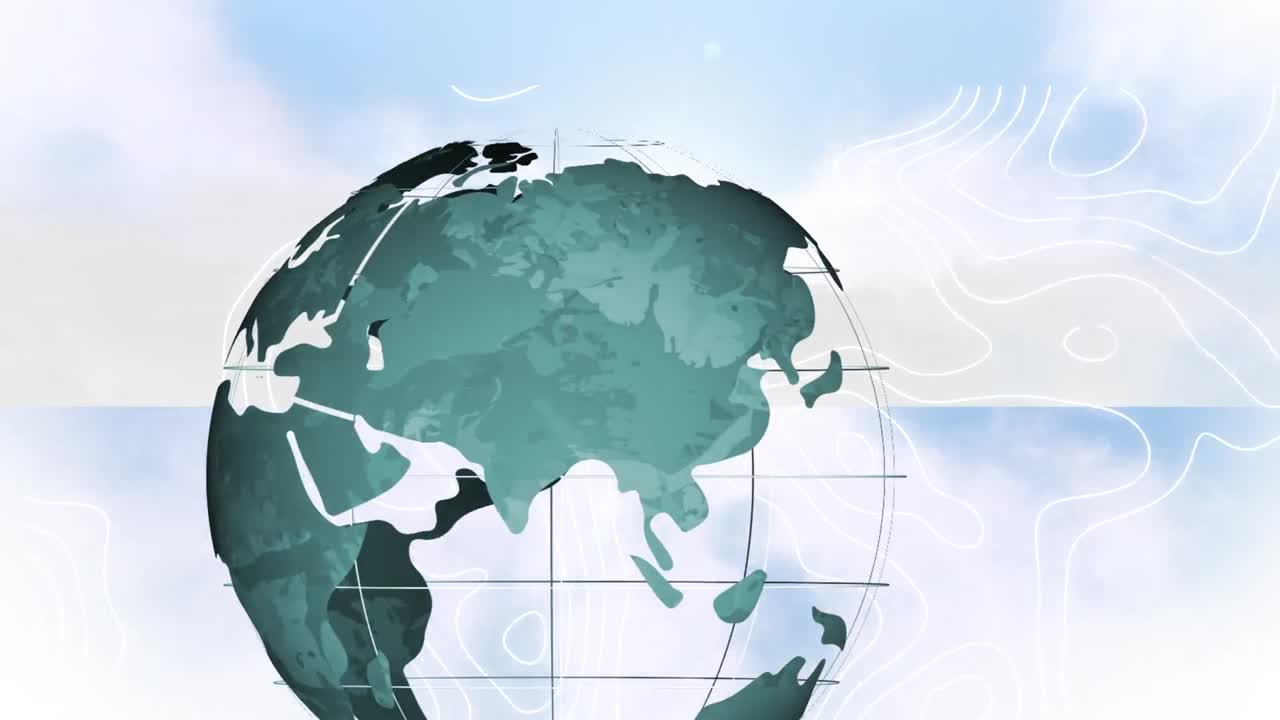 ⁇ 색 지도 선과 지구의 네트워크의 애니메이션