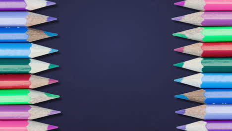 animation of colorful pencils against blue background