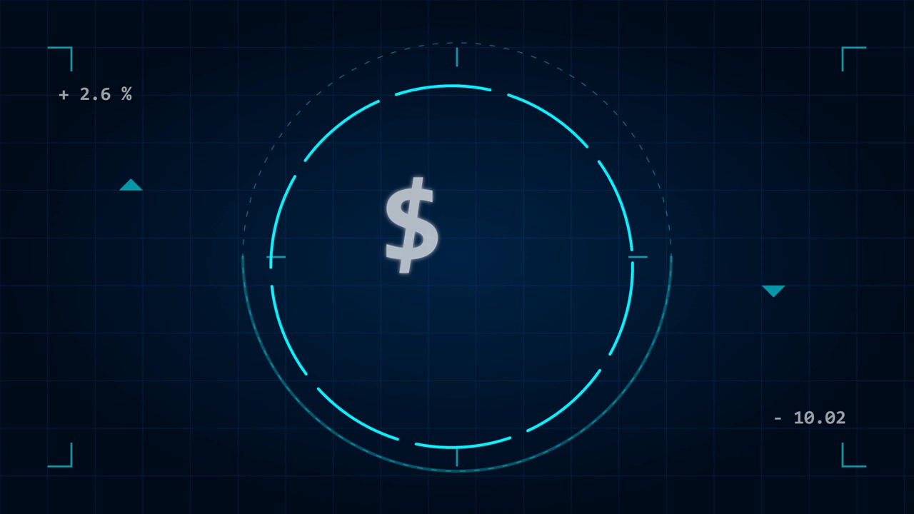 Digital finansiel grænseflade med dollarsymbol og HUD-elementer