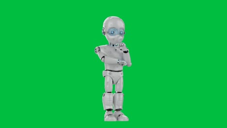 cute robot with cartoon character on green screen