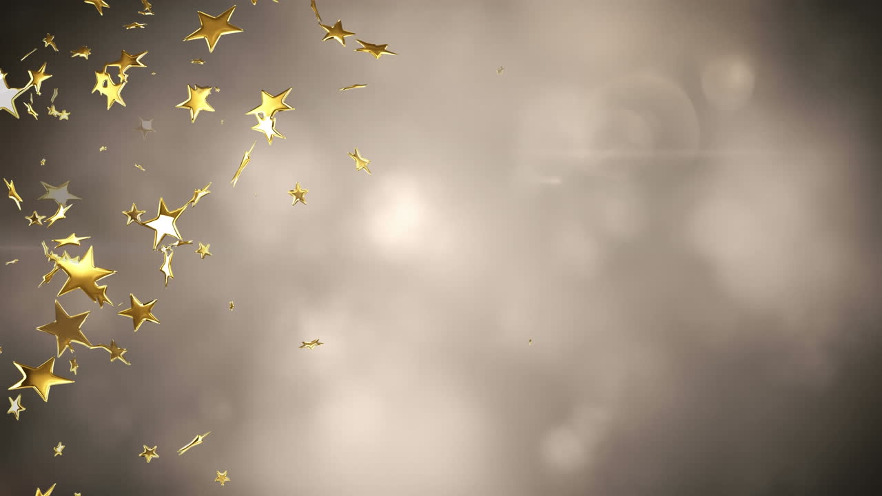 animazione di stelle che galleggiano sopra macchie luminose e nuvole