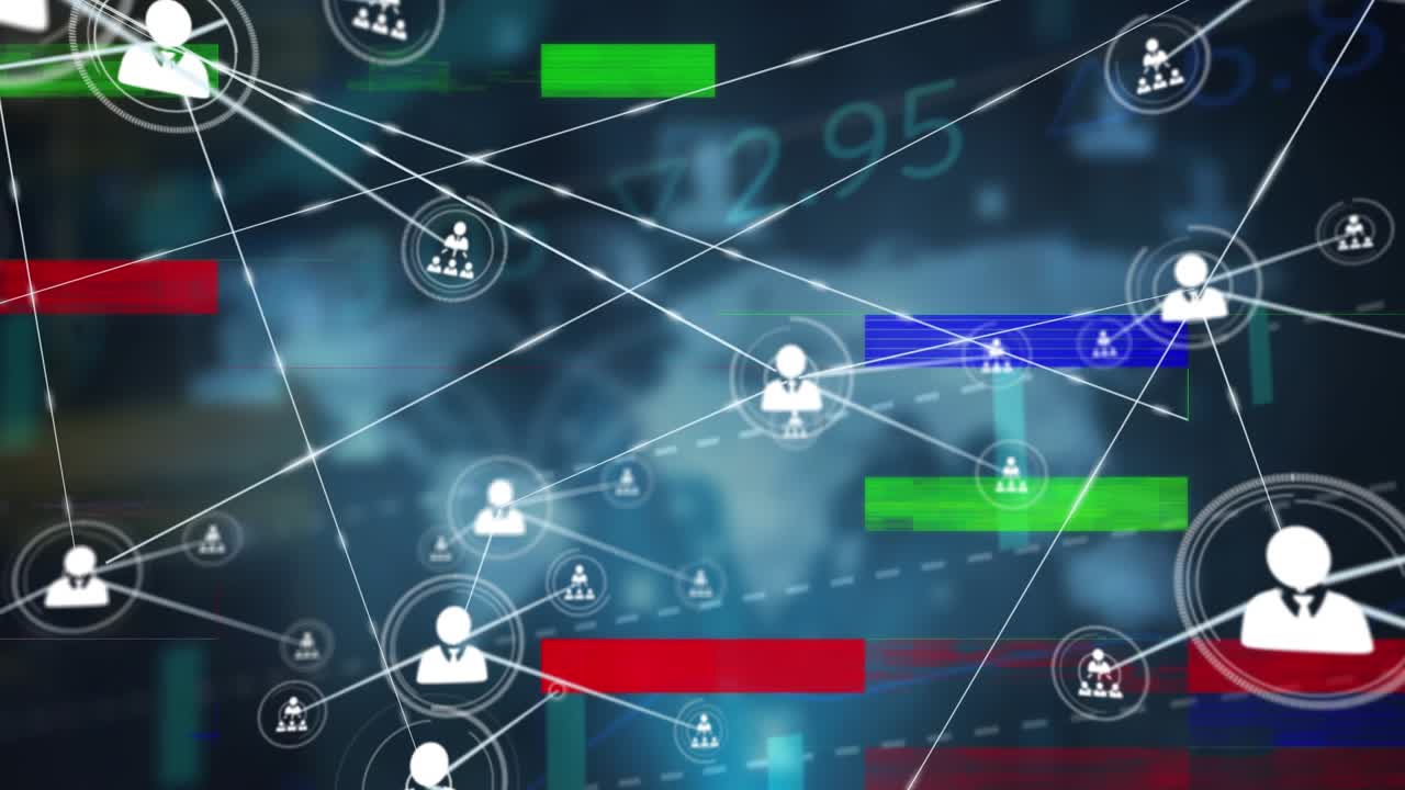 Animation of network of connections over data processing