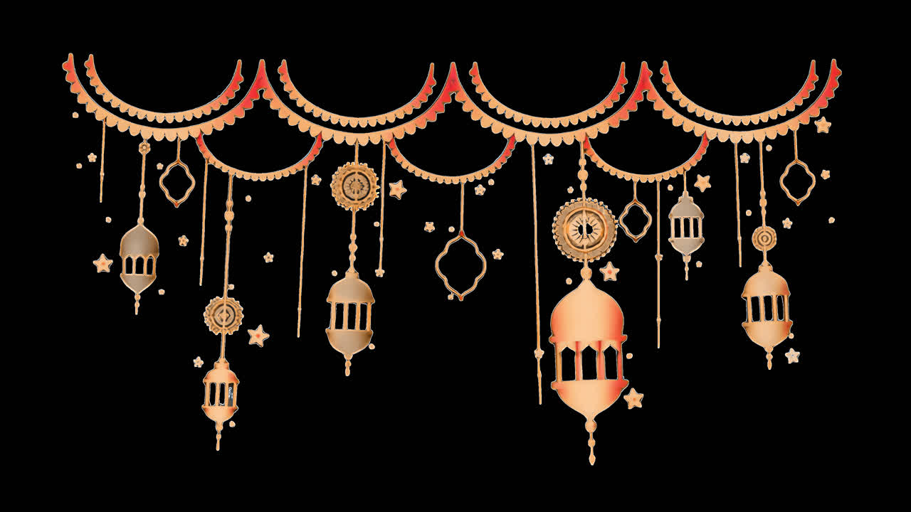Elegant lanterns with intricate patterns animation isolated asset, transparent 4K video, alpha
