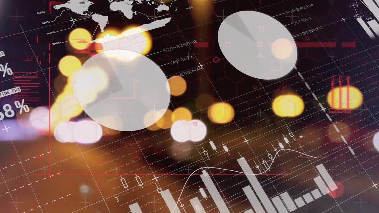 보케 배경에서 금융 데이터 처리의 애니메이션