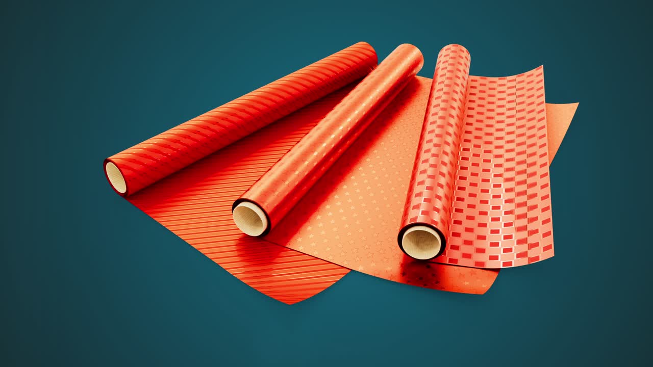 빨간색 선물 포장 파란색 bg에 회전 - 루프 비디오