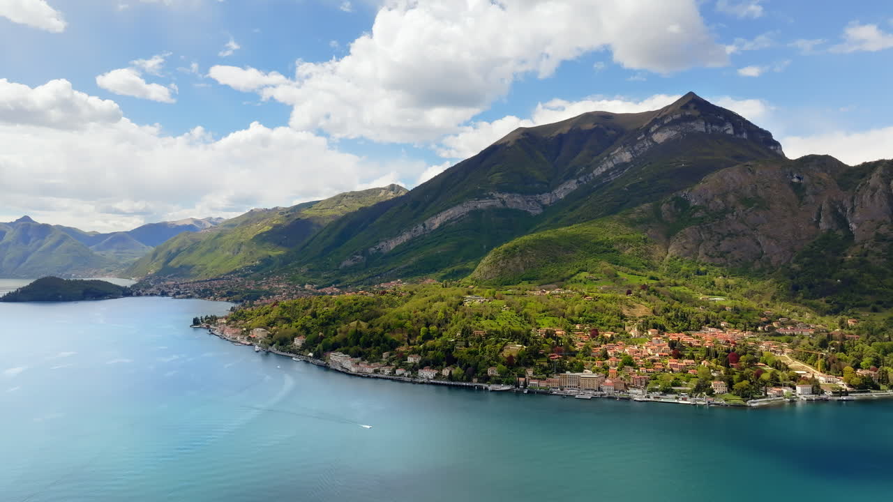 Aerial view of the village Bellagio near Lake Como, Italy