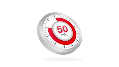 the 50 minutes timer. stopwatch icon in flat style. motion graphics.