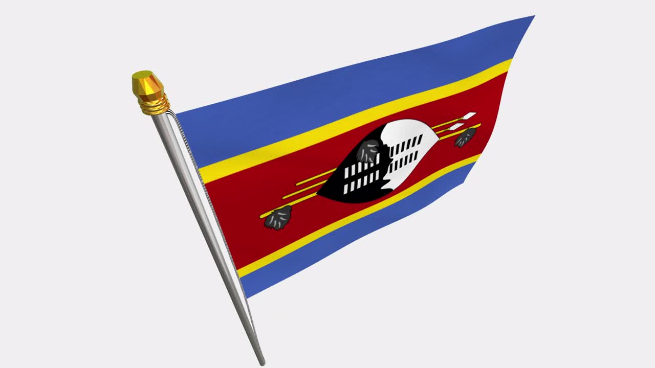 video de bucle de la bandera de eswatini revoloteando en el viento, video en cámara lenta de 4k, con canal alfa